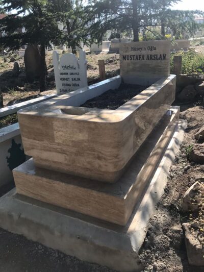 Çift Katlı Traverten Blok Mermer Mezar