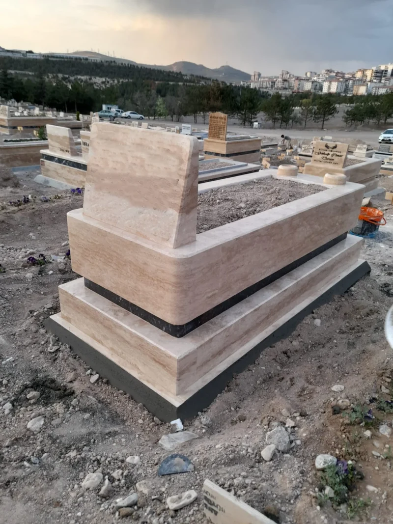 Traverten Blok Mermer Mezar