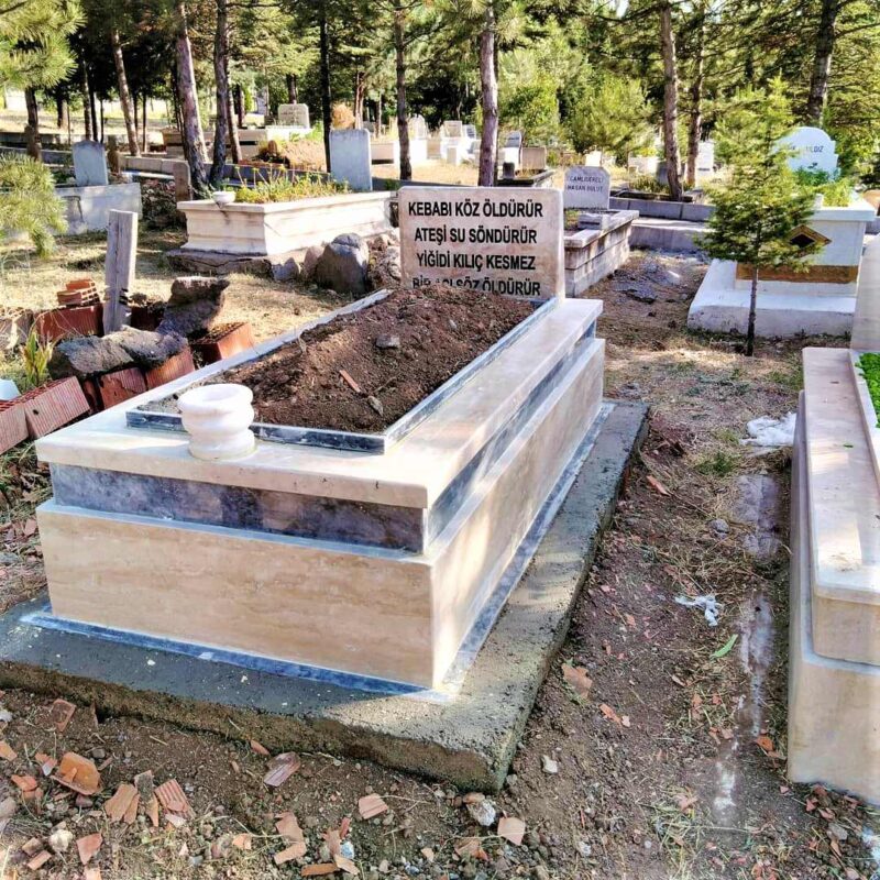 Tek Katlı 5'lik Traverten Mermer Mezar - Görsel 8