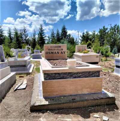 Tek Katlı 5'lik Traverten Mermer Mezar - Görsel 3