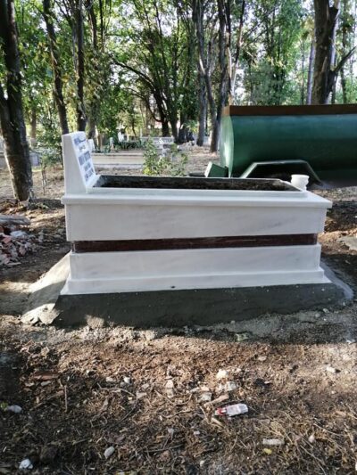 Çift Kat Kızaklı Beyaz Mermer Mezar - Görsel 4