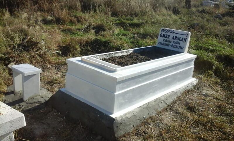 Tek Katlı Beyaz 5 cm Kalınlık Mermer Mezar - Görsel 2